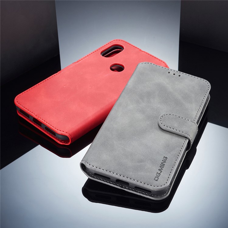 DG.MING Retro Style Wallet Leather Stand Cover for Xiaomi Mi A2 Lite / Redmi 6 Pro (China) - Grey-3