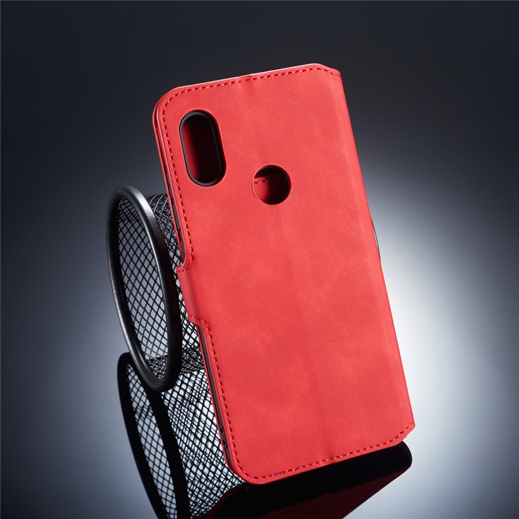 DG.MING Retro Style Wallet Leather Stand Shell for Xiaomi Mi A2 Lite / Redmi 6 Pro (China) - Red-2