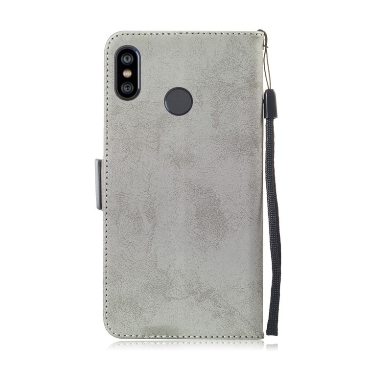Retro Style PU Leather Phone Casing for Xiaomi Mi A2 Lite / Redmi 6 Pro (China) - Grey-3