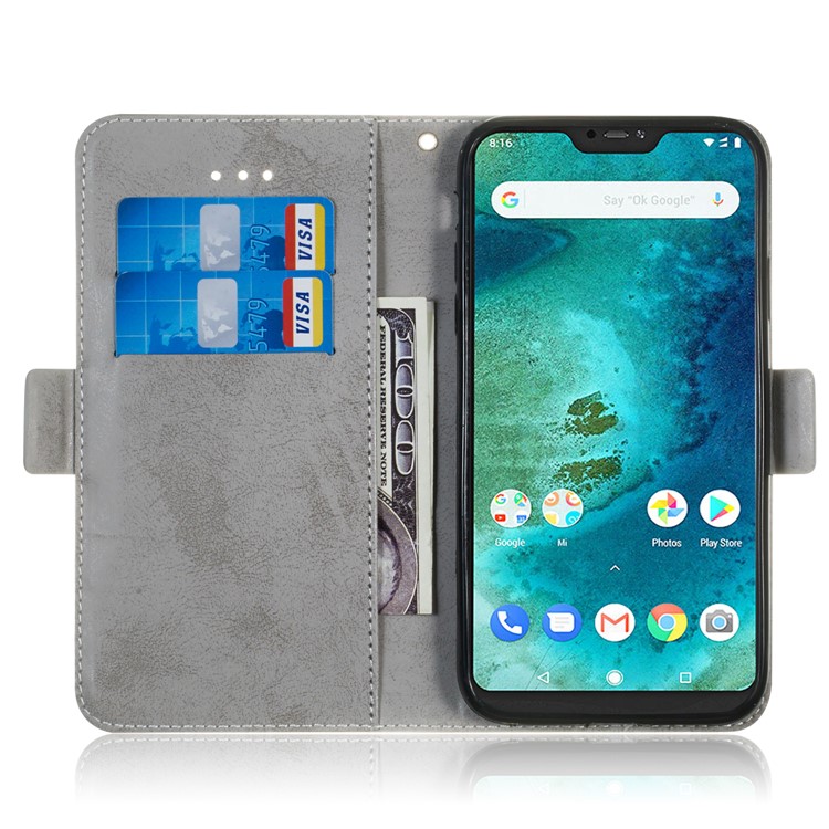 Retro Style PU Leather Phone Casing for Xiaomi Mi A2 Lite / Redmi 6 Pro (China) - Grey-8