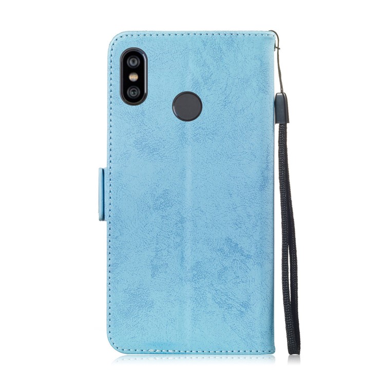 Retro Style PU Leather Case with Card Slots for Xiaomi Mi A2 Lite / Redmi 6 Pro (China) - Baby Blue-3