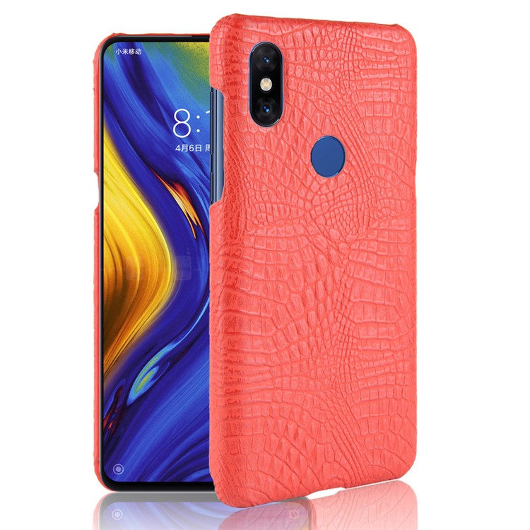 Crocodile Texture PU Leather Coated Plastic Case for Xiaomi Mi Mix 3 - Red-1