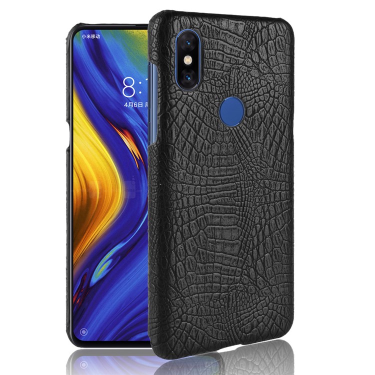 Crocodile Texture PU Leather Coated Plastic Shell for Xiaomi Mi Mix 3 - Black-1