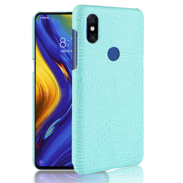 Crocodile Texture PU Leather Mobile Case for Xiaomi Mi Mix 3 - Cyan-1