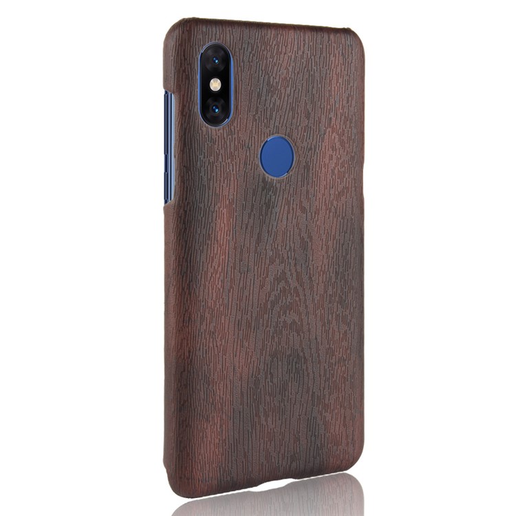 Wood Texture PU Leather Skin PC Cell Phone Case for Xiaomi Mi Mix 3 - Black-4