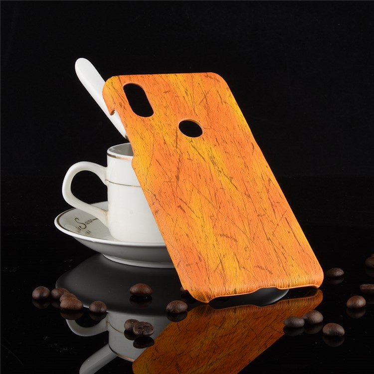 Wood Texture PU Leather Skin PC Mobile Casing for Xiaomi Mi Mix 3 / Mix 3 5G - Yellow-2