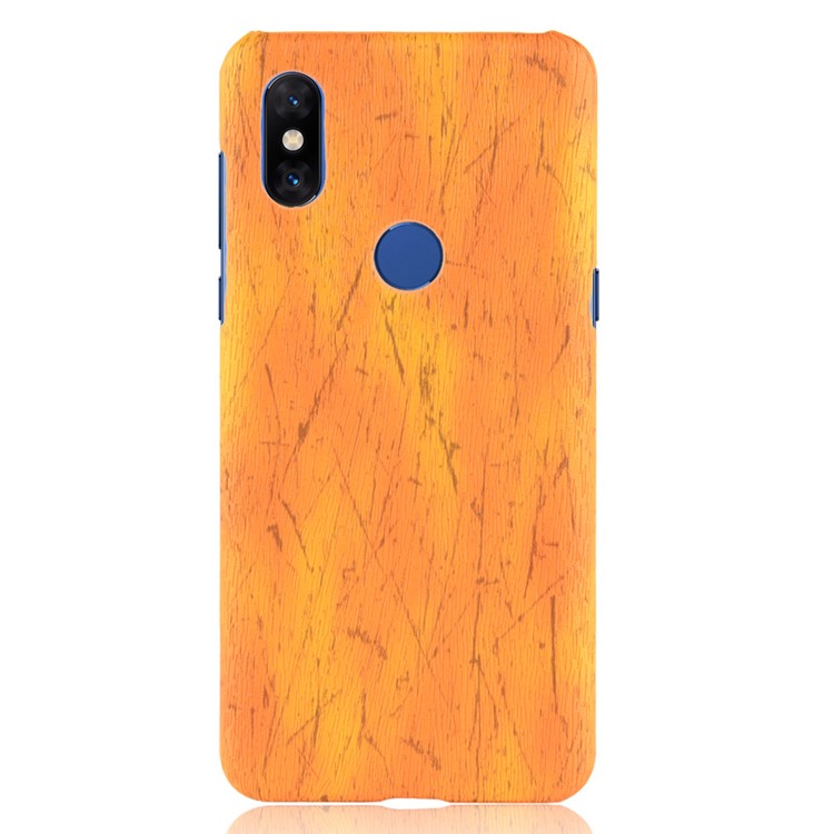 Wood Texture PU Leather Skin PC Mobile Casing for Xiaomi Mi Mix 3 / Mix 3 5G - Yellow-3