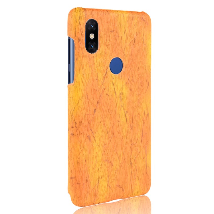 Wood Texture PU Leather Skin PC Mobile Casing for Xiaomi Mi Mix 3 / Mix 3 5G - Yellow-4