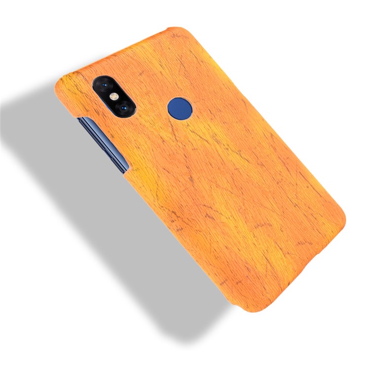 Wood Texture PU Leather Skin PC Mobile Casing for Xiaomi Mi Mix 3 / Mix 3 5G - Yellow-5