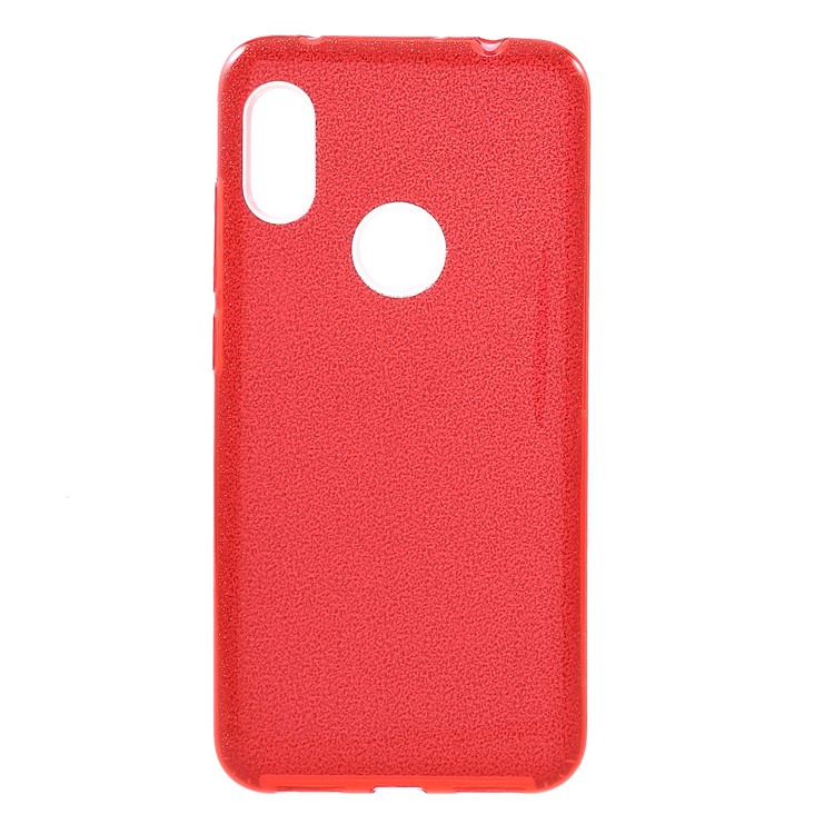3-in-1 Glittery Powder Paper TPU + PC Combo Mobile Shell for Xiaomi Redmi Note 6 Pro - Red-1