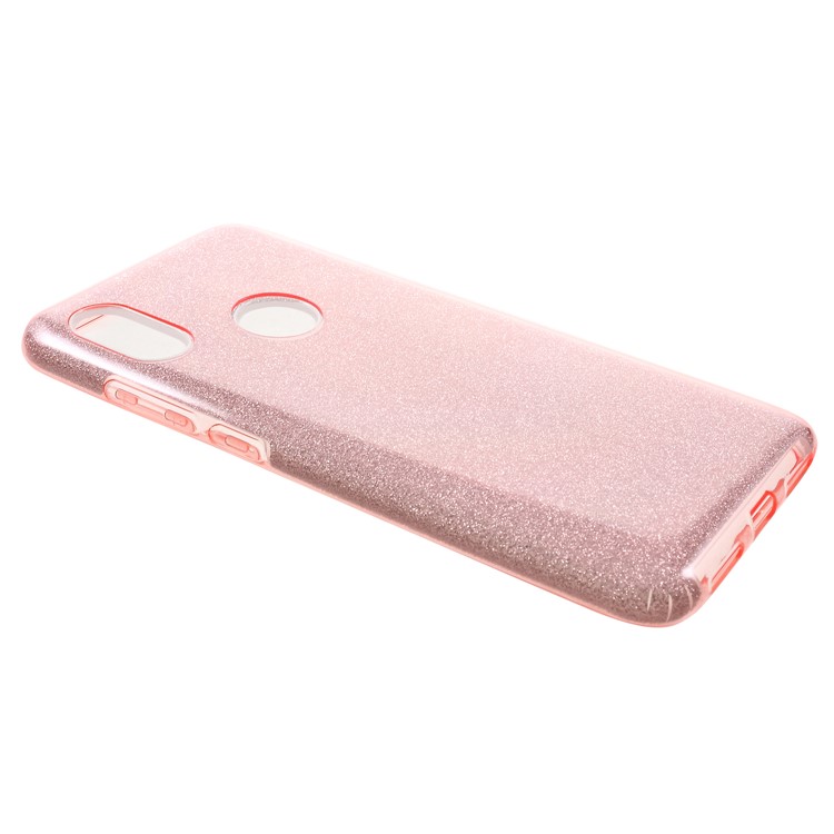 3-in-1 Glittery Powder Paper TPU + PC Hybrid Cover for Xiaomi Redmi Note 6 Pro - Pink-2