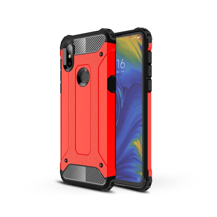Heavy Duty Rugged PC + TPU Hybrid Back Phone Cover for Xiaomi Mi Mix 3 - Red-1