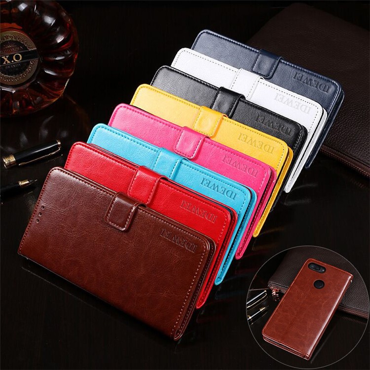 IDEWEI Crazy Horse Leather Wallet Case for Xiaomi Mi 8 Lite / Mi 8 Youth (Mi 8X) - Black-2