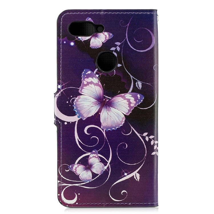 Musterdruck Lederkartensteckplätze Ständer Folio-Cover Für Xiaomi Mi 8 Lite / Mi 8 Jugendliche (mi 8X) - Lila Schmetterling-2
