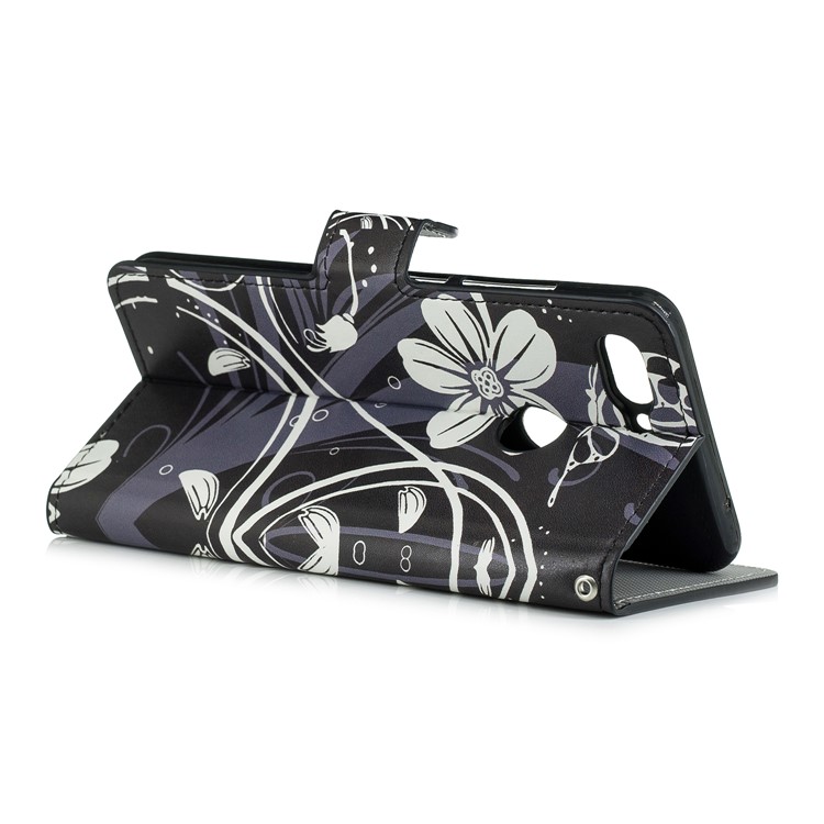 Musterdruck Lederkartensteckplätze Stehen Folio-Case-Schale Für Xiaomi Mi 8 Lite / Mi 8 Jugendliche (mi 8X) - Elegante Blumen-3