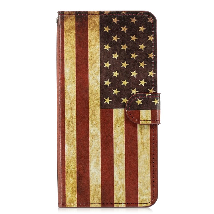 Pattern Printing Leather Card Slots Stand Folio Phone Case for Xiaomi Mi 8 Lite / Mi 8 Youth (Mi 8X) - Flag of America-1