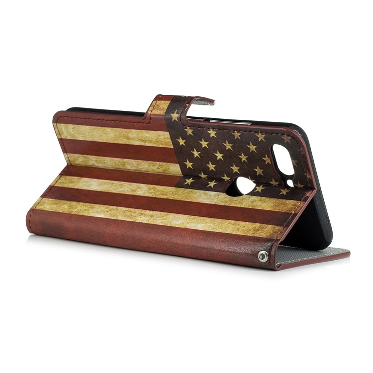 Pattern Printing Leather Card Slots Stand Folio Phone Case for Xiaomi Mi 8 Lite / Mi 8 Youth (Mi 8X) - Flag of America-3