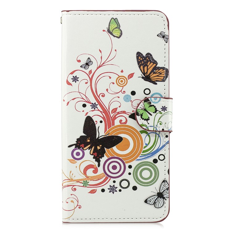 Pattern Printing Leather Card Slots Stand Folio Mobile Shell for Xiaomi Mi 8 Lite / Mi 8 Youth (Mi 8X) - Butterfly-1