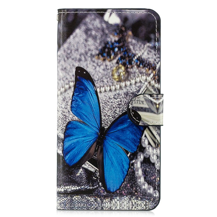 Pattern Printing Leather Card Slots Stand Folio Shell Case for Xiaomi Mi 8 Lite / Mi 8 Youth (Mi 8X) - Blue Butterfly-1