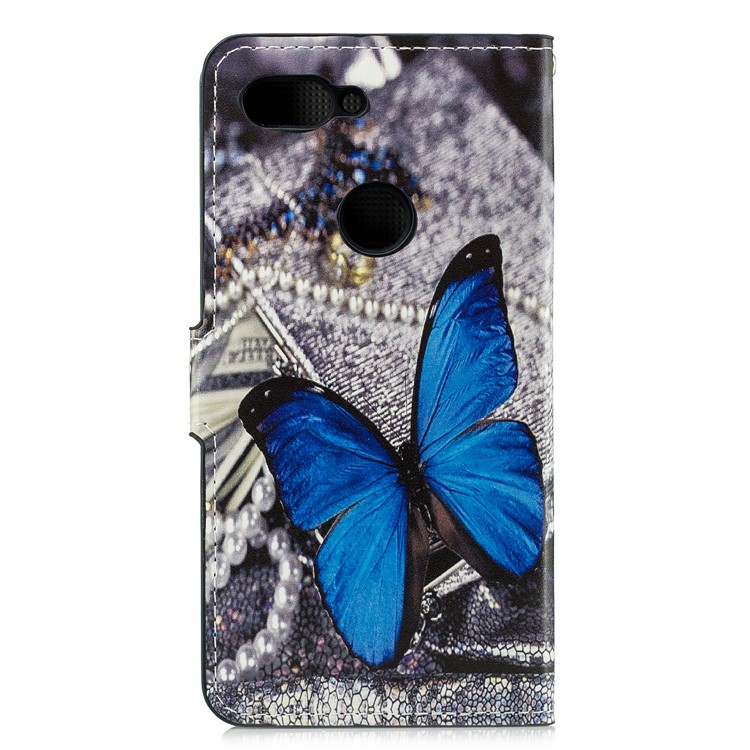 Pattern Printing Leather Card Slots Stand Folio Shell Case for Xiaomi Mi 8 Lite / Mi 8 Youth (Mi 8X) - Blue Butterfly-2