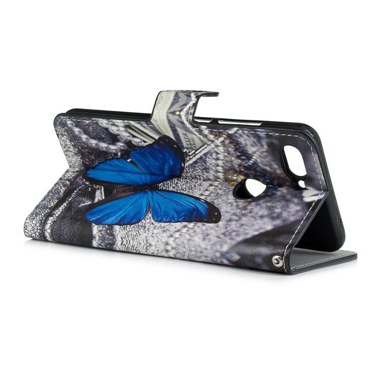 Pattern Printing Leather Card Slots Stand Folio Shell Case for Xiaomi Mi 8 Lite / Mi 8 Youth (Mi 8X) - Blue Butterfly-3