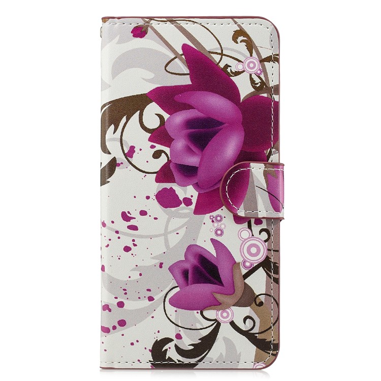 Pattern Printing Leather Card Slots Stand Folio Cell Phone Case for Xiaomi Mi 8 Lite / Mi 8 Youth (Mi 8X) - Purple Flower-1