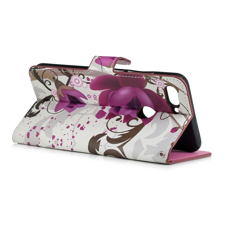 Pattern Printing Leather Card Slots Stand Folio Cell Phone Case for Xiaomi Mi 8 Lite / Mi 8 Youth (Mi 8X) - Purple Flower-3