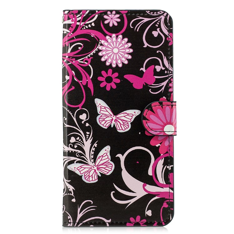 Pattern Printing Leather Card Slots Stand Folio Accessory Casing Case for Xiaomi Mi 8 Lite / Mi 8 Youth (Mi 8X) - Pink Flower and Butterfly-1