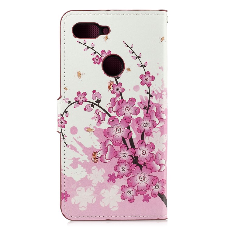 Musterdruck Lederkartensteckplätze Standfoliengehäuseschale Für Xiaomi Mi 8 Lite / Mi 8 Jugendliche (mi 8X) - Pfirsichblume-2
