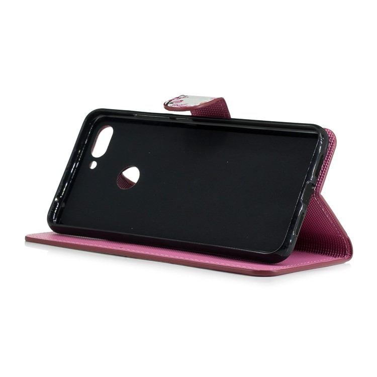Musterdruck Lederkartensteckplätze Standfoliengehäuseschale Für Xiaomi Mi 8 Lite / Mi 8 Jugendliche (mi 8X) - Pfirsichblume-4