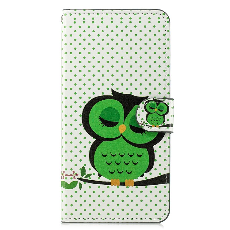 Pattern Printing Leather Card Slots Stand Folio Phone Protection Case for Xiaomi Mi 8 Lite / Mi 8 Youth (Mi 8X) - Sleeping Owl-1
