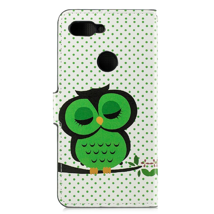 Pattern Printing Leather Card Slots Stand Folio Phone Protection Case for Xiaomi Mi 8 Lite / Mi 8 Youth (Mi 8X) - Sleeping Owl-2