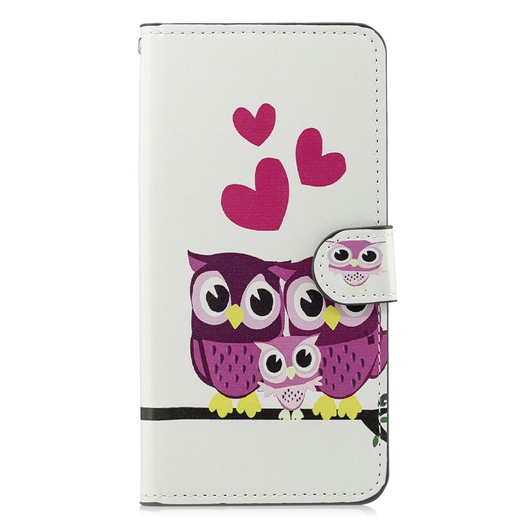 Pattern Printing Leather Card Slots Stand Folio Mobile Casing Shell for Xiaomi Mi 8 Lite / Mi 8 Youth (Mi 8X) - Owl Family-1