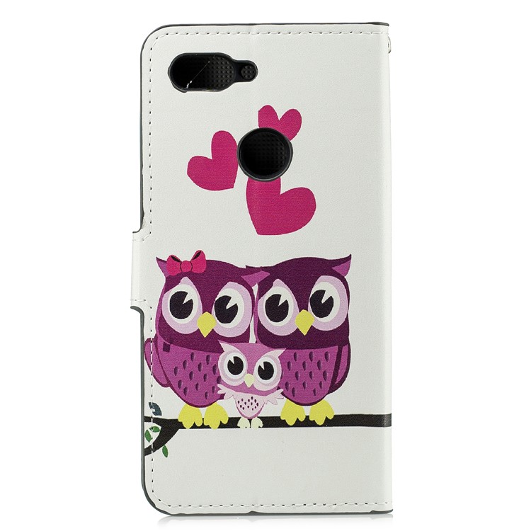 Pattern Printing Leather Card Slots Stand Folio Mobile Casing Shell for Xiaomi Mi 8 Lite / Mi 8 Youth (Mi 8X) - Owl Family-2