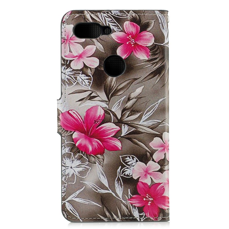 Pattern Printing Leather Card Slots Folio Stand Case for Xiaomi Mi 8 Lite / Mi 8 Youth (Mi 8X) - Red Flower-2