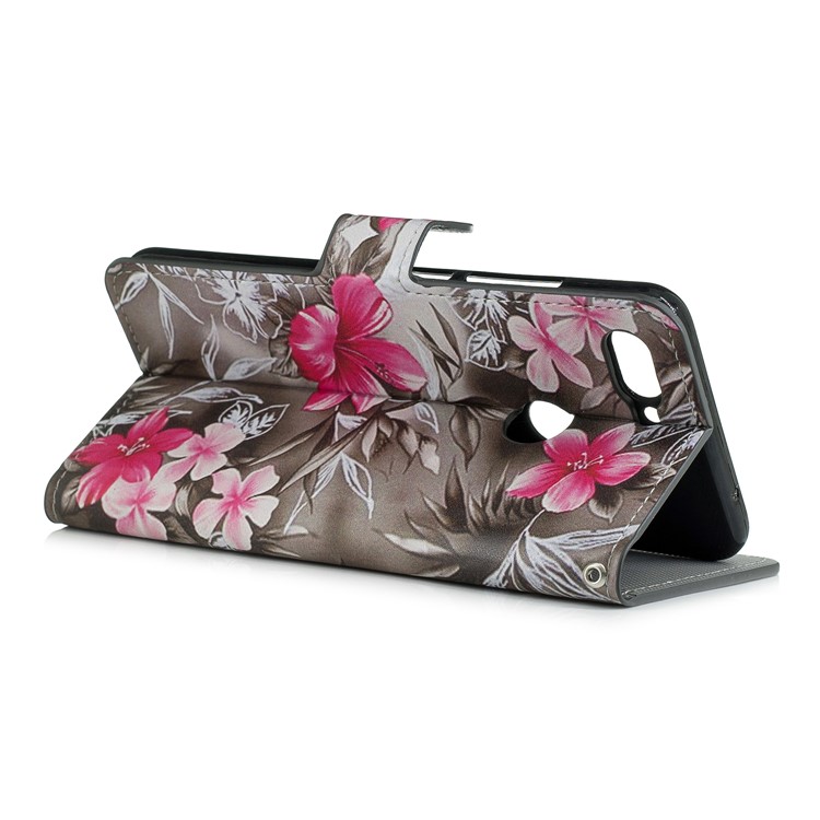 Pattern Printing Leather Card Slots Folio Stand Case for Xiaomi Mi 8 Lite / Mi 8 Youth (Mi 8X) - Red Flower-3