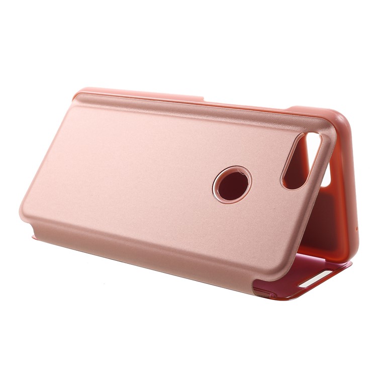 View Window Plated Mirror Surface Leather Stand Case for Xiaomi Mi 8 Lite / Mi 8 Youth (Mi 8X) - Rose Gold-5