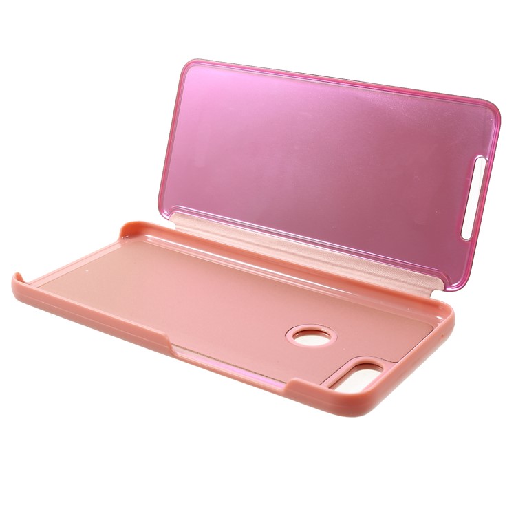 View Window Plated Mirror Surface Leather Stand Case for Xiaomi Mi 8 Lite / Mi 8 Youth (Mi 8X) - Rose Gold-6