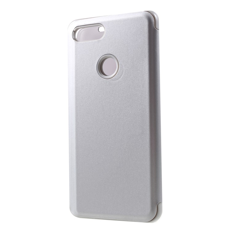 Ver Janela Banhado A Superfície Do Espelho De Couro Stand Case Capa Para Xiaomi Mi 8 Lite / Mi 8 Juventude (mi 8X) - Prata-2