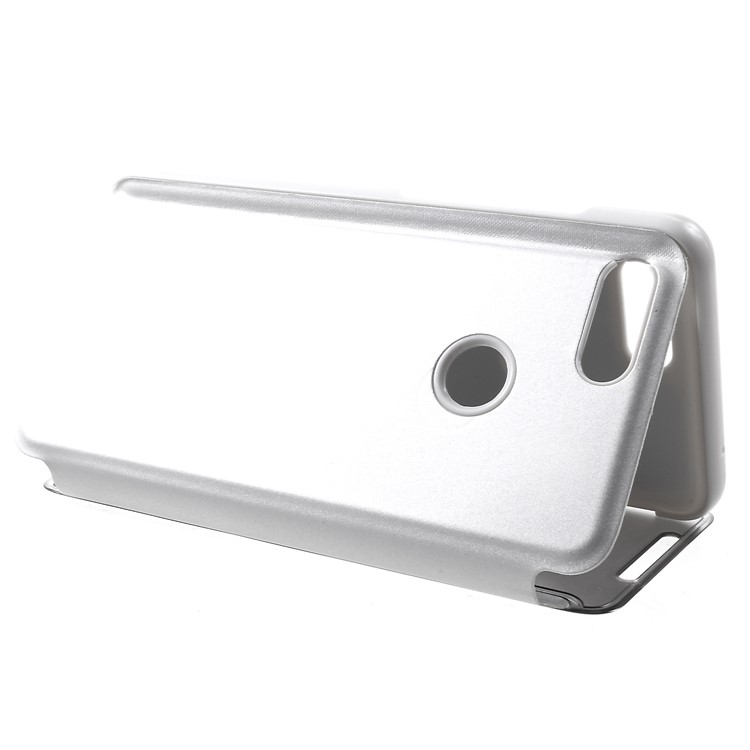Ver Janela Banhado A Superfície Do Espelho De Couro Stand Case Capa Para Xiaomi Mi 8 Lite / Mi 8 Juventude (mi 8X) - Prata-5