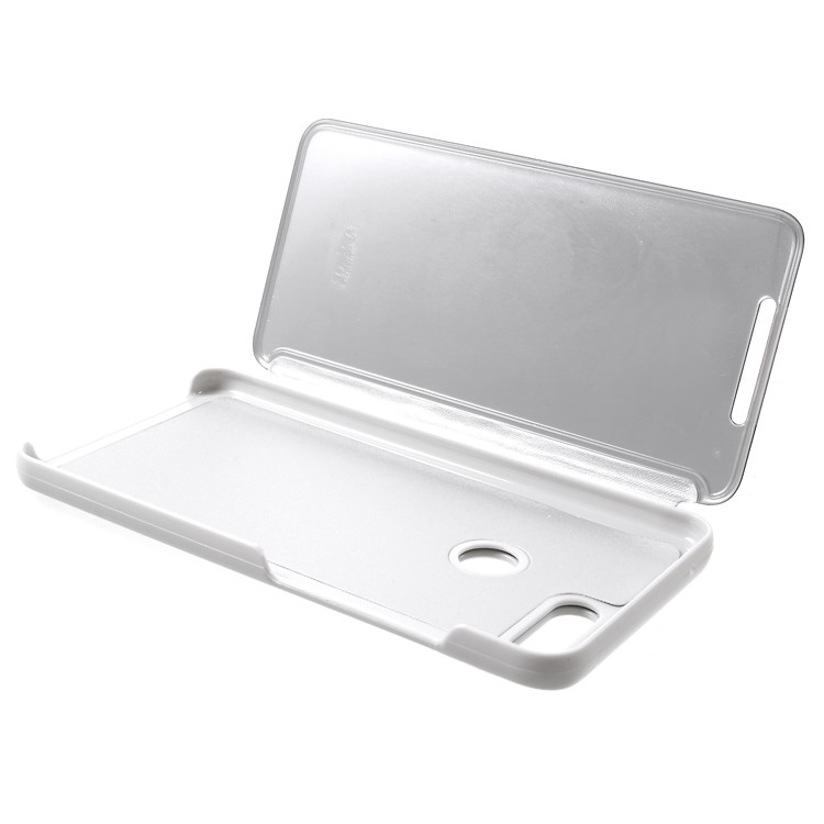 Ver Janela Banhado A Superfície Do Espelho De Couro Stand Case Capa Para Xiaomi Mi 8 Lite / Mi 8 Juventude (mi 8X) - Prata-6