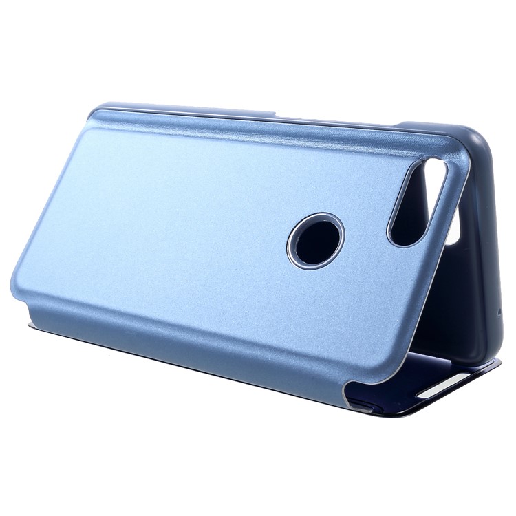 View Window Plated Mirror Surface Leather Stand Shell Cover Case for Xiaomi Mi 8 Lite / Mi 8 Youth (Mi 8X) - Baby Blue-5