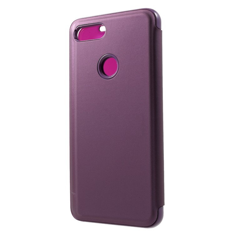 View Window Plated Mirror Surface Leather Stand Cover Shell Case for Xiaomi Mi 8 Lite / Mi 8 Youth (Mi 8X) - Purple-2