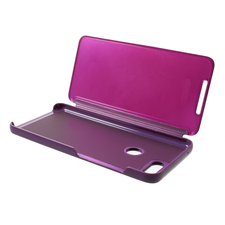 View Window Plated Mirror Surface Leather Stand Cover Shell Case for Xiaomi Mi 8 Lite / Mi 8 Youth (Mi 8X) - Purple-6