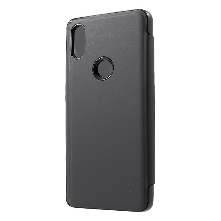 View Window Plated Mirror Surface Leather Stand Case for Xiaomi Mi Mix 3 - Black-2