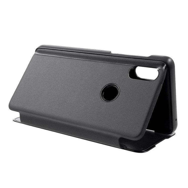 View Window Plated Mirror Surface Leather Stand Case for Xiaomi Mi Mix 3 - Black-5