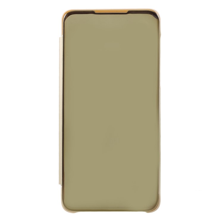 View Window Plated Mirror Surface Leather Stand Casing for Xiaomi Mi Mix 3 - Gold-1