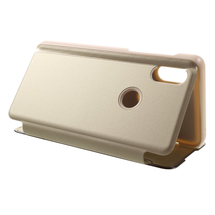 View Window Plated Mirror Surface Leather Stand Casing for Xiaomi Mi Mix 3 - Gold-4
