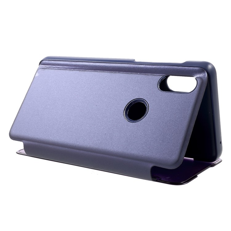 View Window Plated Mirror Surface Leather Stand Protective Cover for Xiaomi Mi Mix 3 - Dark Purple-5