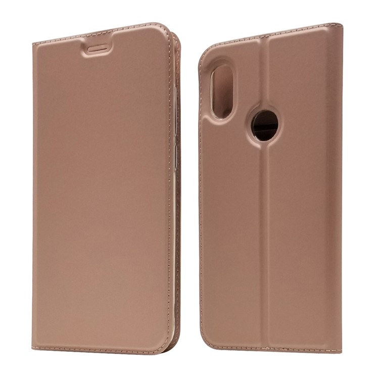 Auto-absorbed Stand Leather Cover with Card Slot for Xiaomi Redmi Note 6 Pro - Rose Gold-1